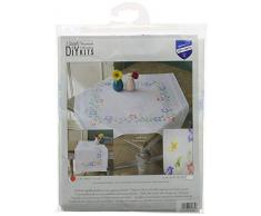 Vervaco Kit Chemin de Table Fleurs Roses et Bleues