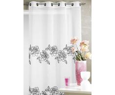 HomeMaison HM69712989 Voilage en Etamine BrodÃ©e Ã ImprimÃ©s Fleur Blanc 140 x 240 cm