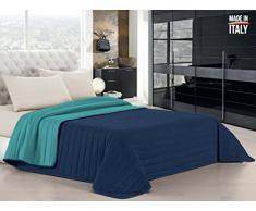 Elegant Couette dété crème/Gris, Single, Vert Eau/Bleu foncé, 1 Place