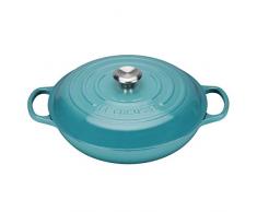 Le Creuset, Faitout en Fonte Ãmaillée, Rond, à 30cm, 3.2 L, Compatible avec Toutes Sources de Chaleur (Induction Incluse), 5.555 kg, Bleu Caraïbes