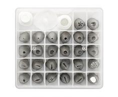 Decora 0263380 KIT 26 Douilles 2 ADAPTATEURS E Support avec BOÎTE DE Rangement 13,5X12,5XH4 CM, Acier Inoxydable, Blanc, 5 x 12,5 x 4 cm