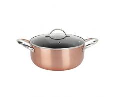 Sitram 711929, Faitout ALUCOPPER D24 cm en aluminium pressé couleur CUIVRE - revêtement noir anti-adhérent sans PFOA - tous feux dont induction