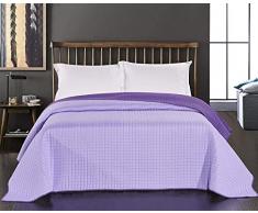 DecoKing Couvre-lit Violet Jeté de lit Double Face surpiqûre Purple Paul, Polyester, Lila Violett, 170 x 210 cm