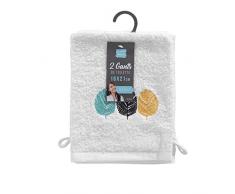douceur dintÃ©rieur 2 gants de toilette 16x21 cm eponge brodee fougerys blanc