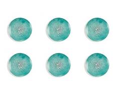 Villa DEste Home Tivoli 2193071 Lot de 6 assiettes plates en porcelaine Motif pois