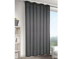 HomeMaison Rideau Uni en Etamine Imitation Lin, Polyester, Gris, 245x140 cm