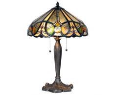 Lumilamp 5LL-5299 Art Decoc Tiffany Lampe de table Vert/multicolore à 41 x 61 cm 2 x E27 max 60 W