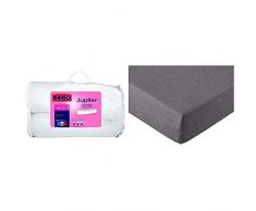 Dodo 100780160 Jupiter Traversin Coton Blanc 160 cm & AmazonBasics Drap-Housse en Jersey chiné, Gris foncé 160 x 200 x 30 cm