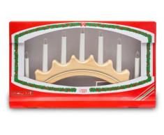 Konstsmide 2138-100 Chandelier Bois Décoration Dorée + 7 Lampes Claires + Naturel 230 V