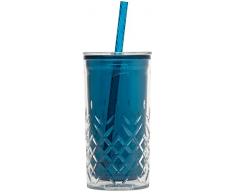 Aladdin 850018 Gobelet avec Paille Plastique Bleu 0,47 L