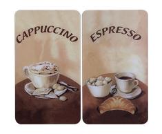WENKO Plaque de protection en verre universel Café - set de 2, pour tous les types de cuisinières, Verre trempé, 30 x 52 cm, Multicolore