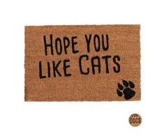 Relaxdays 10023816_243 Paillasson fibre de coco Hope You Like Cats 40x60 cm tapis dâentrÃ©e extÃ©rieur antidÃ©rapant PVC, nature, Naturel, 1,5 x 60 x 40 cm