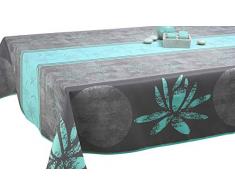 Le linge de Jules Nappe Anti-Taches Lotus Bleu - Taille : Rectangle 150x240 cm