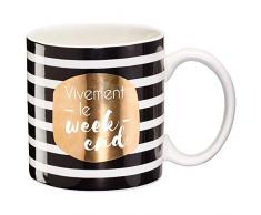 Draeger - Mug Original - Tasse Ã ThÃ© Ã Offrir en Cadeau Ã Vos Proches - Tasse Ã CafÃ© en Porcelaine Fine - 350 ML 8 cm de diamÃ¨tre x 8,5 cm de Hauteur (Vivement Le Week-End)