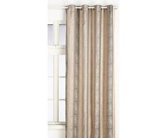 Home Maison 09376-8-AL Rideaux Jacquard avec Oeillets Ronds Taupe/Argent 140 x 260 cm