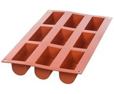 Silikomart 26.130.00.0060 SF130 Moule Forme Midi Bûche 9 Cavités Silicone Terre Cuite