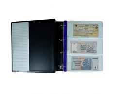 PELLERS AL28 Album de Collection, 28 Billets de Banque et chèques: 1, 2, 3, 4 Poches sur la Page et sur la Pochette pour Cartes Postales, 10 Feuilles et des diviseurs, Plastique, Noir, Modèle XL