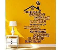 Wallflexi Stickers muraux règles de la Maison 5,1 cm Porte muraux Mural Amovible Autocollant Stickers Art Salon Cuisine Meubles Bureau Décor Restaurant Bar Café Hôtel Décoration, Multicolore