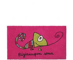 laroom Paillasson Motif biziraupen Seine, Jute and antidérapant, Rose, 40 x 70 x 1,8 cm