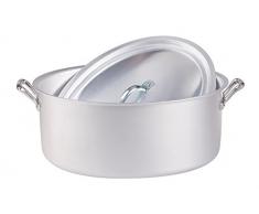 Pentole Agnelli Casserole Ovale avec 2Â poignÃ©es et Couvercle, en Aluminium BLTF, Mat, Argent, Aluminium, Silver, 26 cm