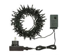 Guirlande lumineuse de 7,5 m, 180 LED, blanc froid, avec jeux de lumière, câble vert, décorations lumineuses, lumières pour sapin de Noël