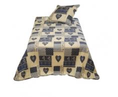 Linder 5025/49/835/180 Style Montagne Alpage JetÃ© de Lit avec 1 Taie doreiller Boutis Polyester Bleu 240 x 180 cm