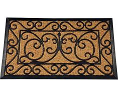 ID Mat Tapis Paillasson, Fibres de Coco Naturelles sur Cadre en Caoutchouc, Beige, 40 x 60 cm