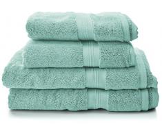 Pinzon Lot de 2 draps de bain + 2 serviettes de bain en coton Pima Vert minÃ©ral