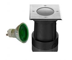 ORGON Spot encastrable au sol carré en plastique 7 W Vert 230 V