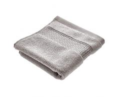 iDesign petite serviette de bain, serviette en coton avec joli dÃ©tail tissÃ©, serviette de toilette douce idÃ©ale comme essuie-mains, pour le visage ou pour les invitÃ©s, gris