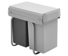 Wesco 12871- Nouveau Double-Boy - Poubelles encastrables, 2 x 15 litres, Gris / Anthracite,39 x 25 x 45 cm