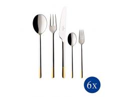 Villeroy & Boch - Ella mÃ©nagÃ¨re 30Â piÃ¨ces, couverts exclusifs en acier inoxydable avec application de feuilles dor pour 6 personnes, partiellement dorÃ©, adaptÃ© au lave-vaisselle
