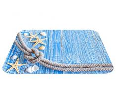 Papillon Tapis de Salle de Bain Super Absorbant en Polyester Multicolore Motif étoile de mer sur Bois Bleu 60 x 40 cm Multicolore