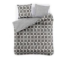 DecoKing Parure de Lit 220x240 cm 2 Taies doreiller 63x63 cm Housse de Couette Micro-Fibre Géométrie Géométrique Blanc Noir Gris Anthracite Graphite Acier Wall Hypnosis Collection