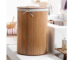 Compactor Home RAN5213 Panier à Linge Rond Pliable, Bambou, Marron, 40 x 40 x 60 cm