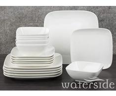 Waterside Hampton Service de Table carrÃ© 18 piÃ¨ces Blanc