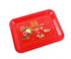 lachineuse Plateau de Service Chinois - Motif Amour et Bonheur- Forme Rectangulaire