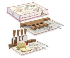 COFFRET PLATEAU A FROMAGE 31,5X20CM EN VERRE ET BAMBOU