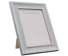 Frames by Post Scandi Cadre Photo Vintage, Distressed Blue with White Mount, 14 x 8 Image Size 10 x 4 inch