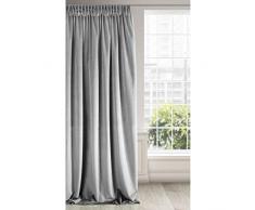 Eurofirany Rideau en Velours, Tissu, Gris Acier, 140 x 270 cm