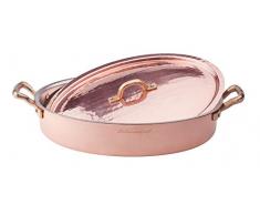 Agnelli Autocuiseurs de Cuivre Etame Pain Ovale avec Couvercle-Laiton-2 Poignées