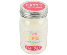 DITES LE AVEC DES MOTS MO0159 Bougie Mason Jar, Cire/Verre, Blanc, 7,8 x 7,8 x 13,2 cm
