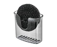 iDesign porte éponge cuisine, petit support éponge avec ventouse en plastique, accessoire cuisine pour éponge ou grattoir, gris