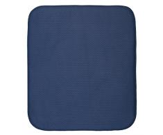 InterDesign iDry tapis de sechage, grand tapis Ã©gouttoir vaisselle en microfibres polyester, tapis Ã©vier Ã©pais au sÃ©chage rapide, bleu marine/blanc