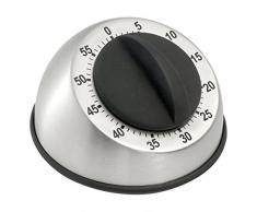 H&H 8934900 Pengo Minuteur Cuisine Mécanique, Inoxydable, Rond, Noir/Acier