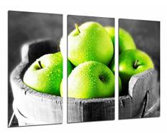 Tableau Moderne Photographique, Impression sur bois, Pommes vertes, bol de fruits, fruits, 97 x 62 cm, ref. 26662