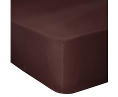 Home Passion Drap Housse 90X190 cm bonnet de 25 cm, 57 Fils, Coton, Chocolat