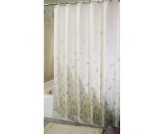 InterDesign Verde rideau salle de bain lavable pour douche ou baignoire, grand rideau de douche apaisant en polyester Ã imprimÃ© feuillage, vert/blanc