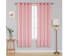 Deconovo DECT2954G-1D Anti Chaleur Chambre Adulte de Porte Cuisine Bureau Ã Oeillet Isolant Thermique 2 Pcs, Tissu, Rose Bonbon, 140x175cm