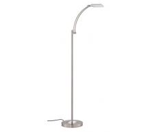 Briloner Leuchten Lampadaire, lampe de lecture, tête pivotante / inclinable, 600 lm, 6 W, plastique métal, nickel mat, hauteur: 1,48 m